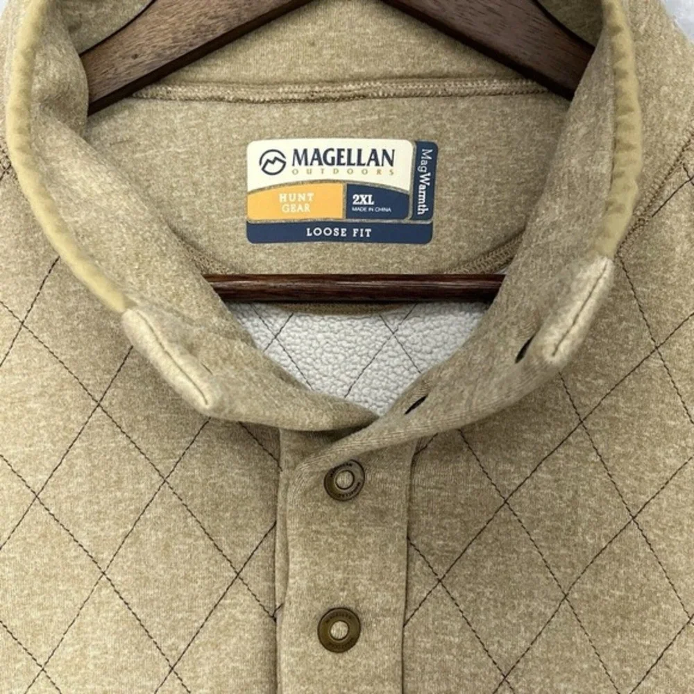 MAGELLAN Outdoors‎ Sweater Mens Size 2XL Beige Hunt Gear MagWarmth Loose Fit